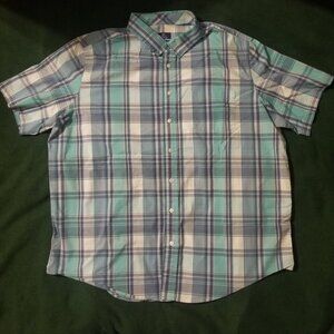 3XL shirt- teal, blue, white, and gray plaid